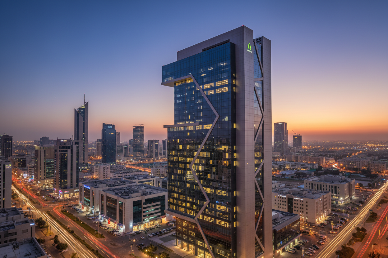 Riyadh business district at sunset