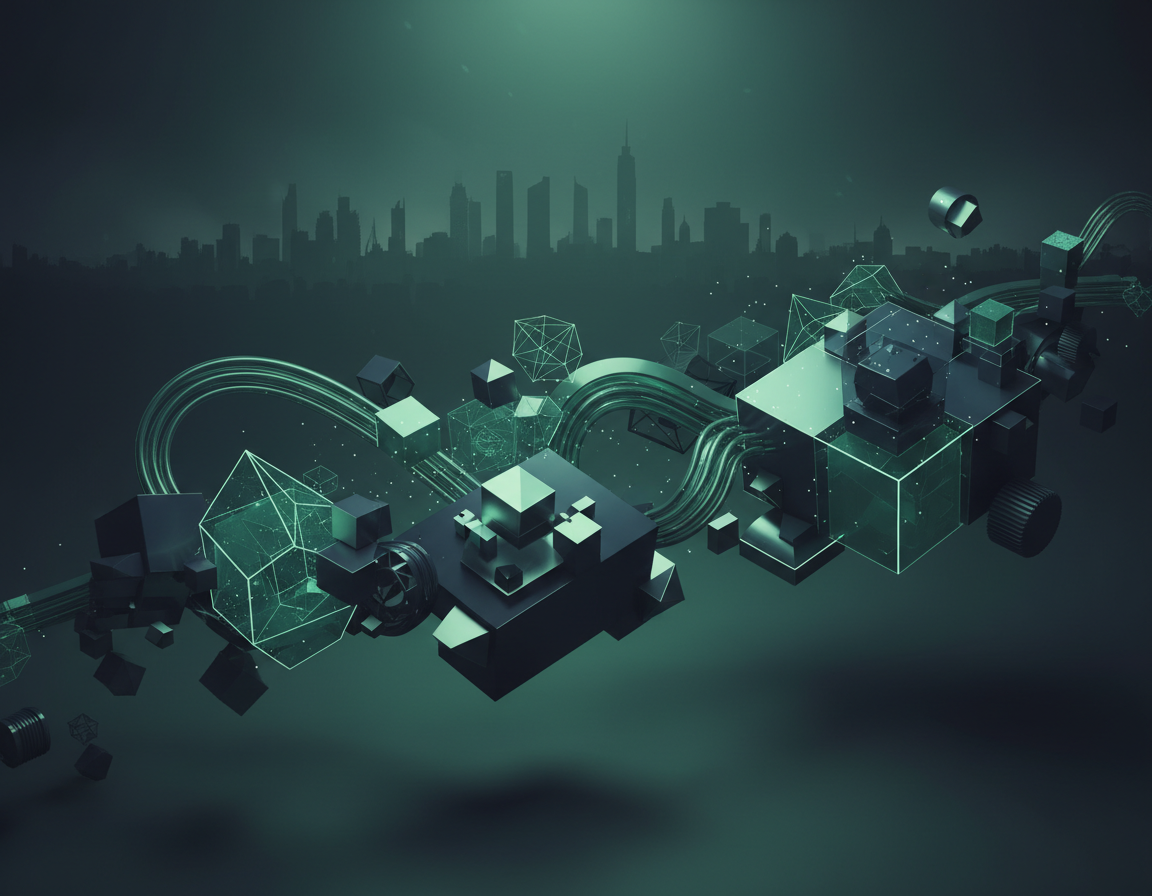 Dark 3D business network visualization